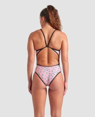 WOMEN'S ARENA DICES SWIMSUIT SUPER FLY BACK/PINK MULTI-BLACK FUNNY PRINTS ÖZEL KOLEKSİYON KADIN MAYOSU