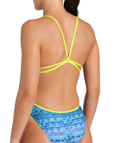 WOMENS ARENA ONDULATION SWIMSUIT LACE BACK/MULTI BLUE-SOFT GREEN KADIN MAYOSU