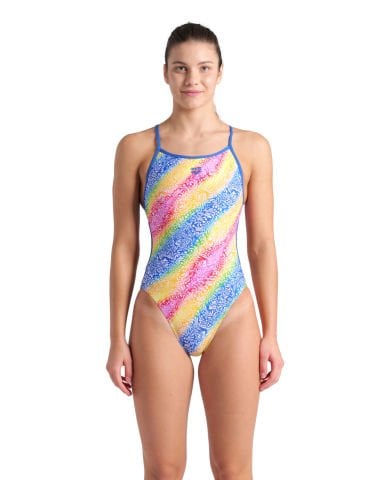 WOMENS ARENA SWIMSUIT LACE BACK PRINTED