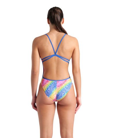 WOMENS ARENA SWIMSUIT LACE BACK PRINTED