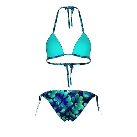 W ARENA WATER PRINT BIKINI TRIANGLE LEAF Kadın Bikini Takımı