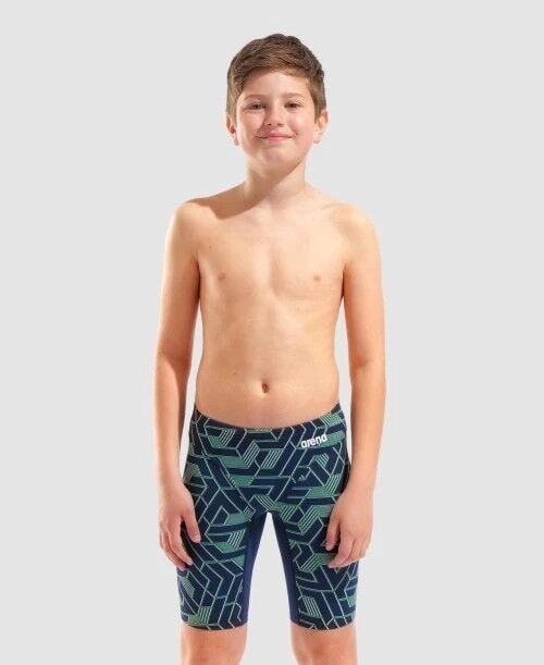 BOY'S ARENA ESCAPE SWIM JAMMER/NAVY-TEAM BLUE GREEN
