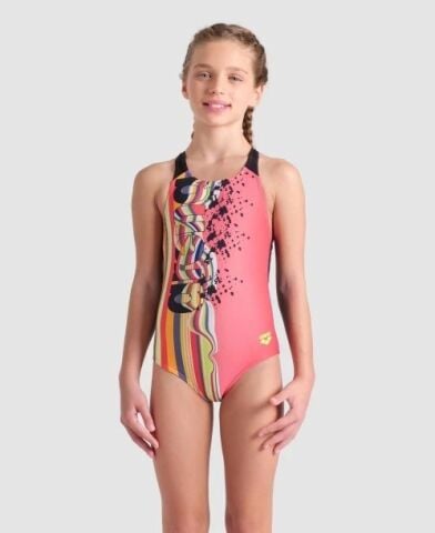 GIRL'S ARENA PALETTE SWIMSUIT SWIM PRO BACK/CALYPSO CORAL-BLACK-BLACK