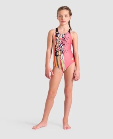 GIRL'S ARENA PALETTE SWIMSUIT SWIM PRO BACK/CALYPSO CORAL-BLACK-BLACK