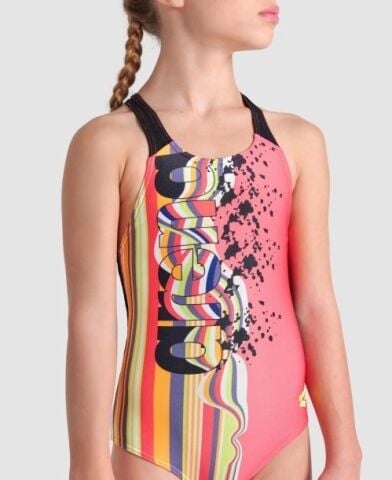 GIRL'S ARENA PALETTE SWIMSUIT SWIM PRO BACK/CALYPSO CORAL-BLACK-BLACK