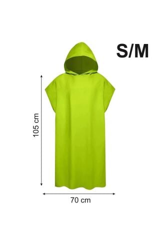 Unisex Kapüşonlu Mikrofiber Surf Panço/YEŞİL