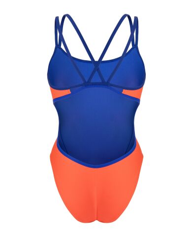 Women's Swimsuit Arena Hyperflow Double Cross Back Sunset-Neon Blue Kadın Mayosu