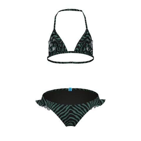 GIRLS' ARENA WATER PRINT BIKINI TRIANGLE ZEBRA Kız Çocuk Bikini Takımı