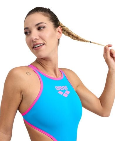 W ARENA ONE BIGLOGO KADIN YÜZÜCÜ MAYOSU  /TURQUOISE-FLUO PINK