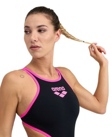 W ARENA ONE BIGLOGO KADIN YÜZÜCÜ MAYOSU /BLACK-FLUO PINK F 38 (UK 32)