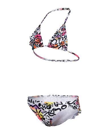 GIRLS' ARENA WATER PRINT BIKINI TRIANGLE GRAFFITI Kız Çocuk Bikini Takımı