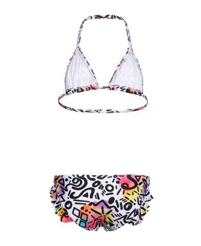 GIRLS' ARENA WATER PRINT BIKINI TRIANGLE GRAFFITI Kız Çocuk Bikini Takımı