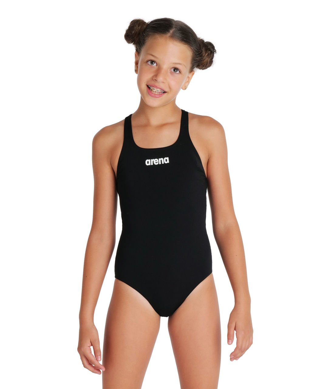 G TEAM SWIMSUIT SWIM PRO SOLID  KIZ ÇOCUK YÜZÜCÜ MAYOSU/ BLACK-WHITE