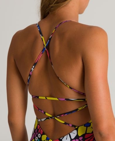W TWIST BACK REVERSIBLE KADIN YÜZÜCÜ MAYOSU  / BLACK-MULTI- BLACK