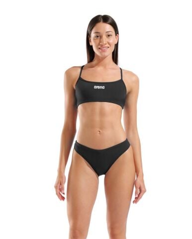 WOMEN'S ARENA BIKINI BANDEAU SOLID BLACK-WHITE