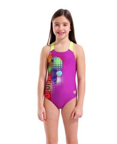 G ARENA DOTS SWIMSUIT SWIM PRO BACK VERY FUCHSIA-ARTIC LIME