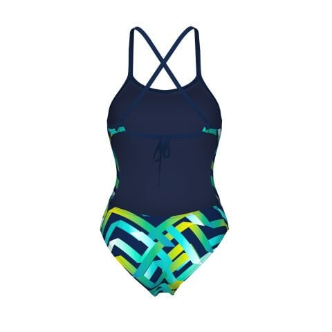 W Arena Texture Swimsuit Tie Back Multi Navy