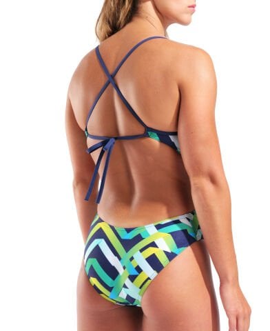 W Arena Texture Swimsuit Tie Back Multi Navy