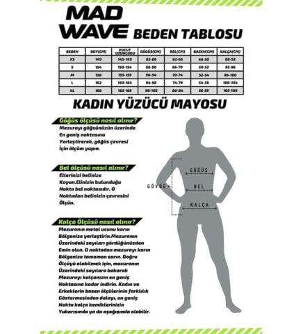 MADWAVE WOMEN WAVE PBT J9 GÖĞÜS KAPLI KADIN MAYOSU