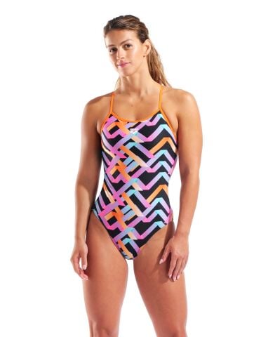 W Arena Texture Swimsuit Tie Back MULTI BLACK-ORAN