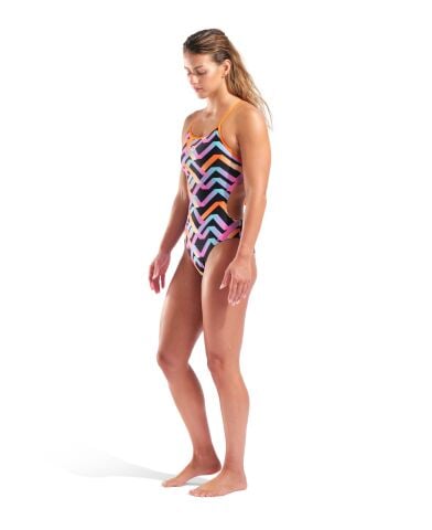 W Arena Texture Swimsuit Tie Back MULTI BLACK-ORAN