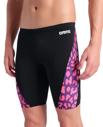 MENS ARENA PRINTED SWIM JAMMER LE/LEOPARD-BLACK FUSCHIA MULTI ERKEK MAYOSU