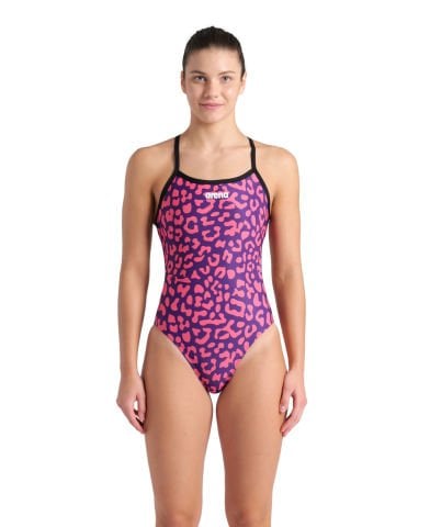 WOMENS ARENA PRINTED SWIMSUIT CHALLENGE BACK LE/LEOPARD FUSCHIA KADIN MAYOSU