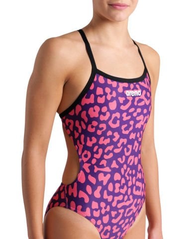 WOMENS ARENA PRINTED SWIMSUIT CHALLENGE BACK LE/LEOPARD FUSCHIA KADIN MAYOSU