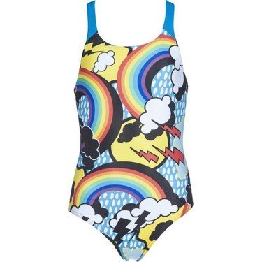G RAINBOWS JR SWIM PRO BACK KIZ ÇOCUK YÜZÜCÜ MAYOSU /TURQUOISE- MULTI-BLACK
