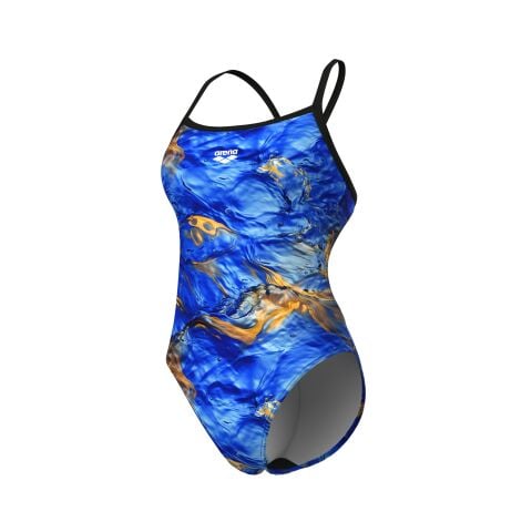 WOMENS ARENA GOLD LEAVES SWIMSUIT CHALLANGE BACK