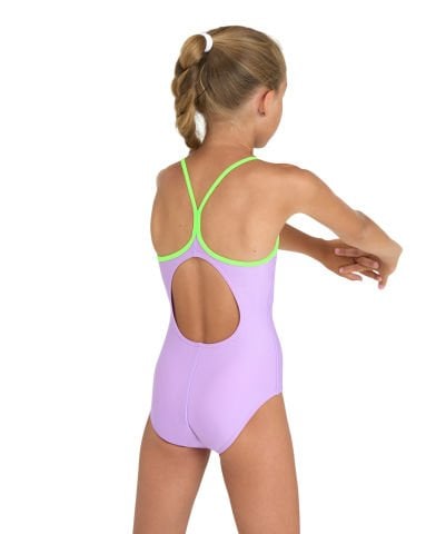 G ARENA SWIMSUIT LIGHT DROP SOLID KIZ ÇOCUK MAYOSU / LILAC-SOFT GREEN