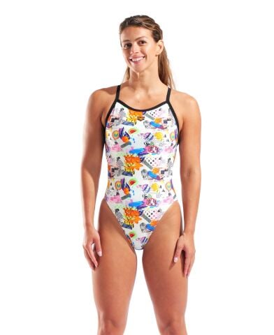 W Arena Collage Swimsuit X-Criss Cross Back WHITE