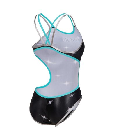 W ARENA ONE SWIMSUIT DOUBLE CROSS BACK KADIN YÜZÜCÜ MAYOSU/ BLACK MULTI (F30/10-11, F32/12-13, F34/14-15 YAS KARŞILIĞIDIR.)