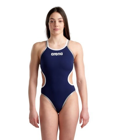 W ARENA ONE DOUBLE CROSS BACK KADIN YÜZÜCÜ MAYOSU / NAVY-WHITE-SILVER ( F32/12-13, YAŞ KARŞILIĞIDIR.)