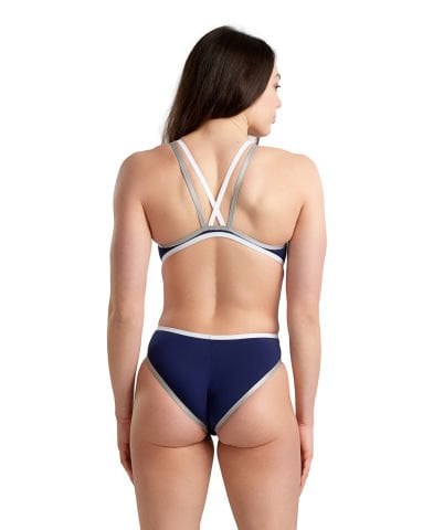 W ARENA ONE DOUBLE CROSS BACK KADIN YÜZÜCÜ MAYOSU / NAVY-WHITE-SILVER ( F32/12-13, YAŞ KARŞILIĞIDIR.)