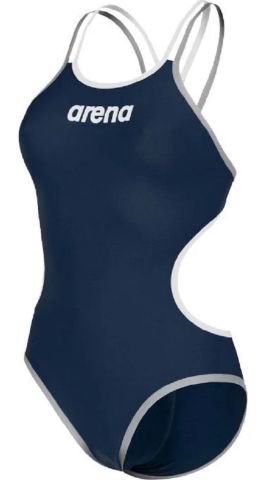 W ARENA ONE DOUBLE CROSS BACK KADIN YÜZÜCÜ MAYOSU / NAVY-WHITE-SILVER ( F32/12-13, YAŞ KARŞILIĞIDIR.)