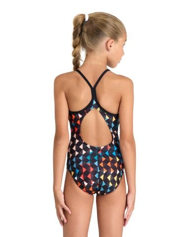 GIRL'S ARENA CARNIVAL SWIMSUIT LIGHTDROP BACK KIZ ÇOCUK YÜZÜCÜ MAYOSU / BLACK MULTI