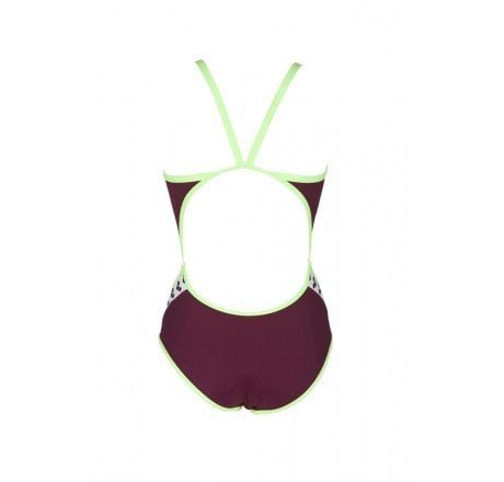 W TEAM STRIPE SUPER FLY BACK ONE PIECE  KADIN YÜZÜCÜ MAYOSU / RED WINE - SHINY GREEN