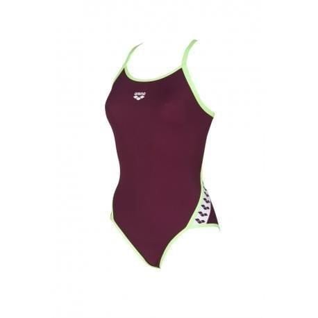 W TEAM STRIPE SUPER FLY BACK ONE PIECE  KADIN YÜZÜCÜ MAYOSU / RED WINE - SHINY GREEN