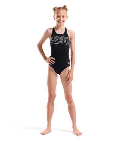 G ARENA GRAPHIC SWIMSUIT V BACK BLACK-WHITE