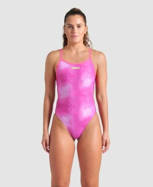 WOMENS ARENA SWIMSUIT CHALLANGE BACK ALLOVER/TIE DYE/SHOCKING PINK KADIN MAYOSU