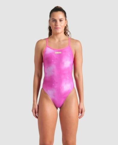 WOMENS ARENA SWIMSUIT CHALLANGE BACK ALLOVER/TIE DYE/SHOCKING PINK KADIN MAYOSU