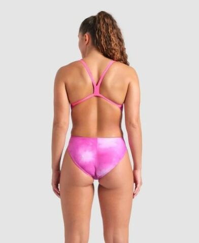 WOMENS ARENA SWIMSUIT CHALLANGE BACK ALLOVER/TIE DYE/SHOCKING PINK KADIN MAYOSU
