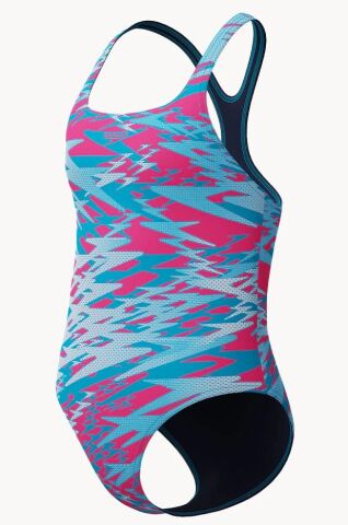 Girls Hyperboom Printed Medalist Swimsuit Blue/Pink Kız Çocuk Mayosu