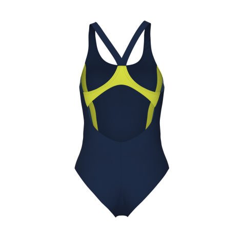 W THREEFOLD V BACK ONE PIECE/NAVY-BLUE-SOFT GREEN