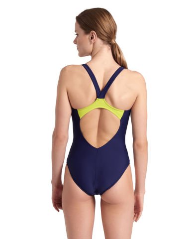 W THREEFOLD V BACK ONE PIECE/NAVY-BLUE-SOFT GREEN
