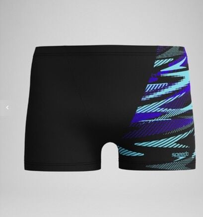 SPEEDO MEN'S HYPERBOOM V-CUT AQUASHORT BLACK-BLUE