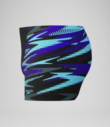 SPEEDO MEN'S HYPERBOOM V-CUT AQUASHORT BLACK-BLUE