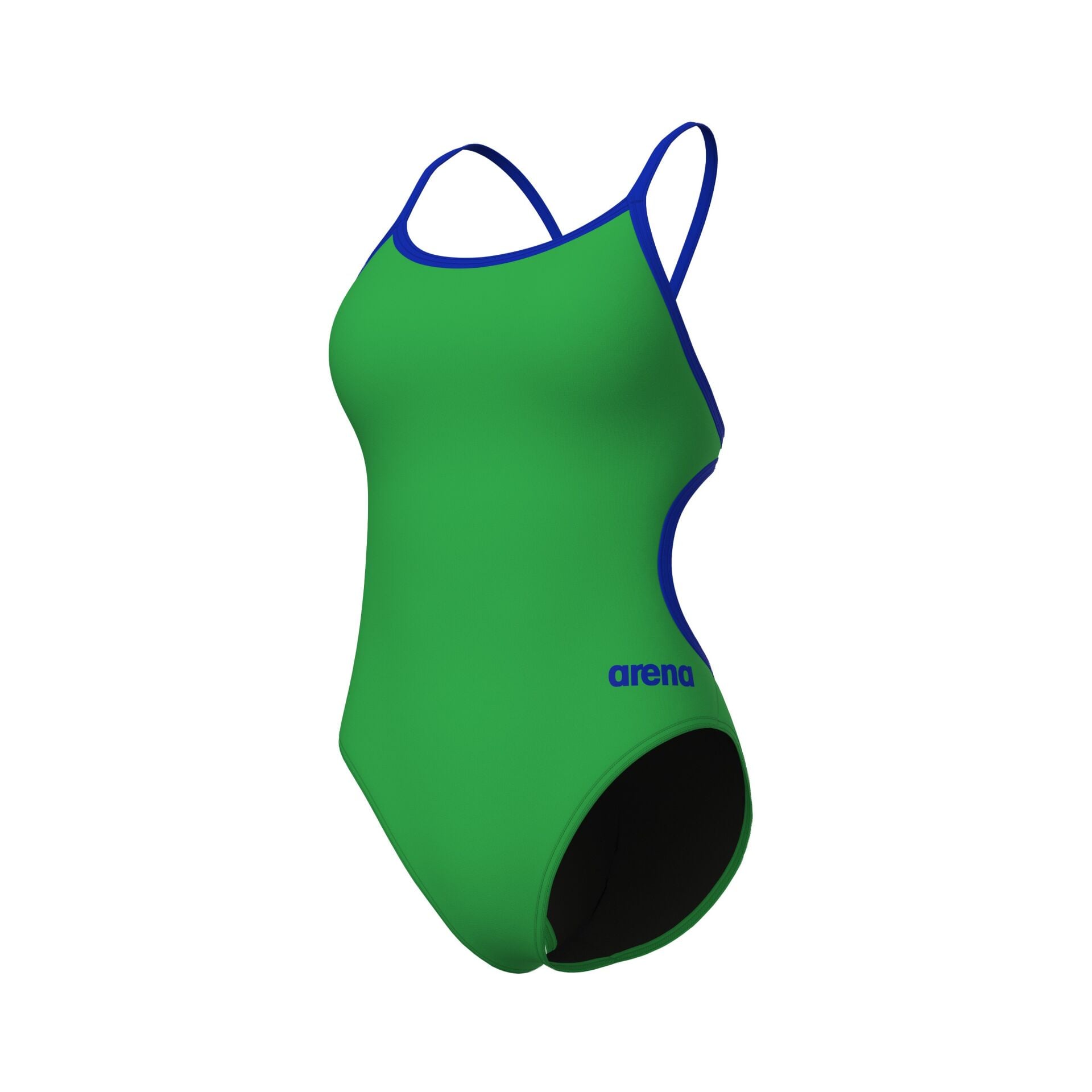 WOMENS SWIMSUIT LACE BACK SOLID/TEAM GREEN NEON BLUE