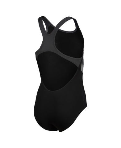 GIRL'S ARENA LOGO KIKKO SWIMSUIT SWIM PRO/BLACK-ASPHALT-WHITE MULTI KIZ ÇOCUK MAYOSU